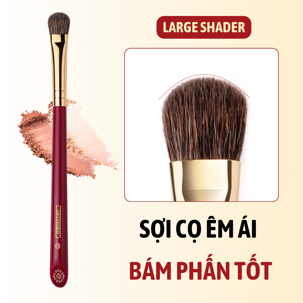 Cọ Nhấn Sáng Tán Bầu Mắt CHICHODO Large Shader C114 – Lông Tự Nhiên Mềm Mịn Bám Phấn Tốt